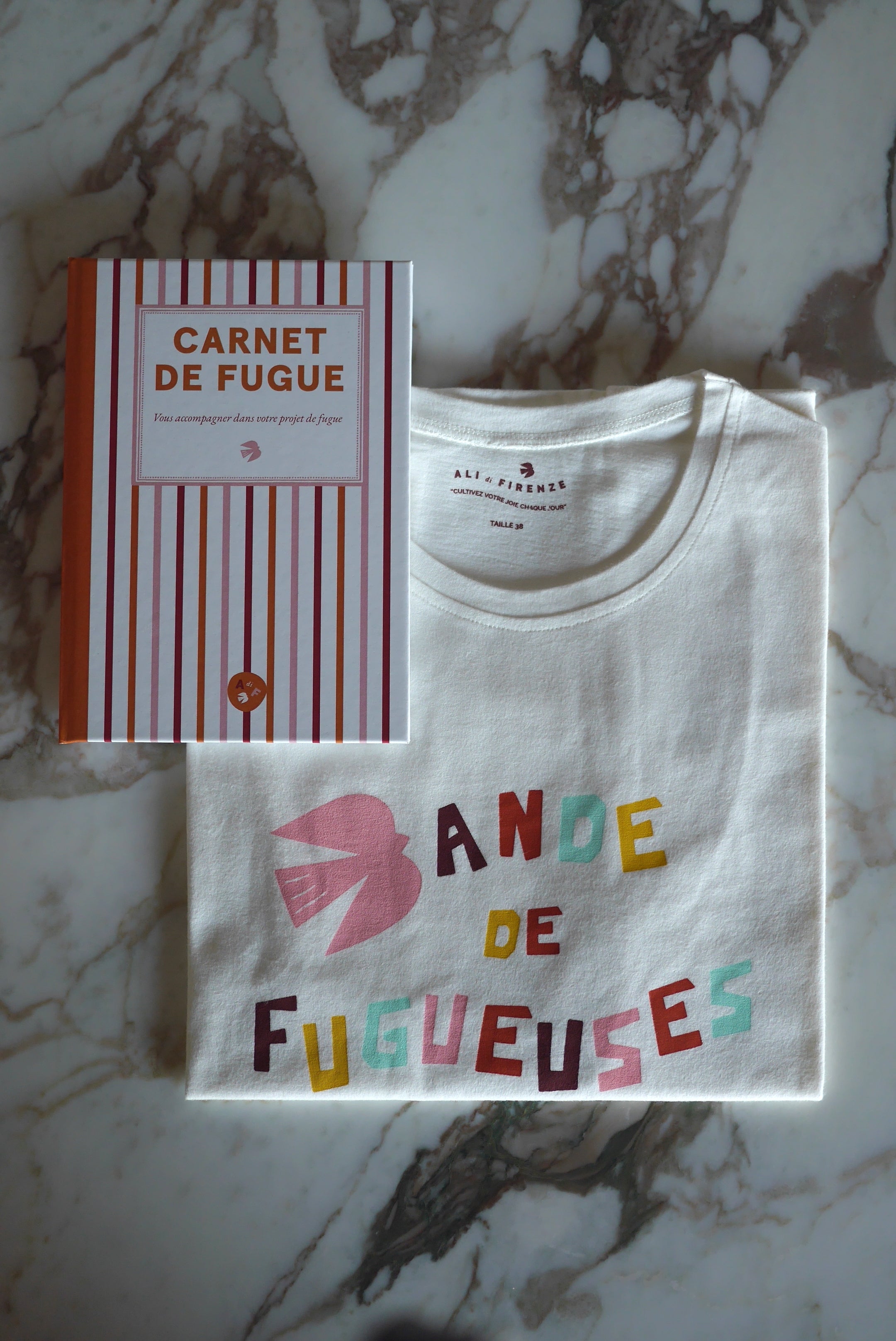 DUO Carnet de Fugue et tee-shirt « Bande de fugueuses »